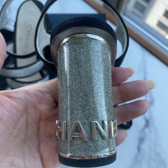 Authentic Chanel silvery metallic heels sandals - Picture 3 of 10